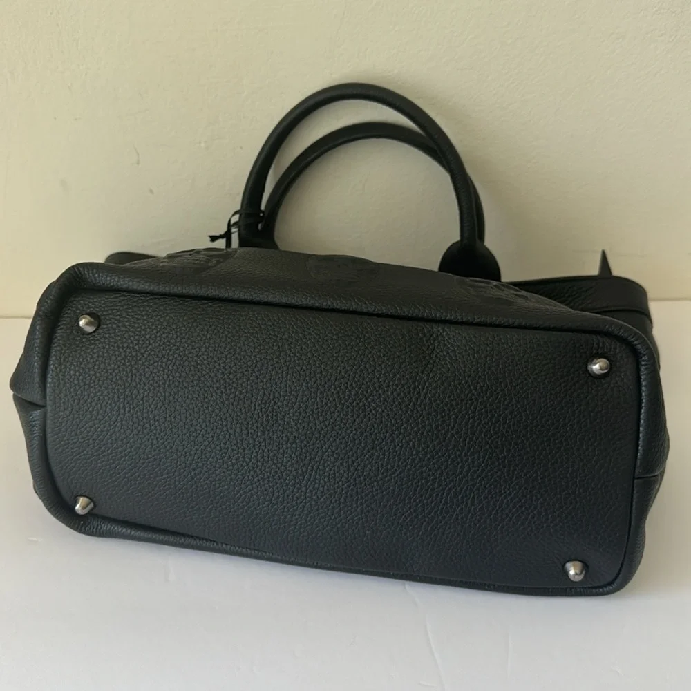 IO PELLE Black Made In Italy Leather Skull Satchel Black Med